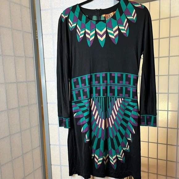 Tory Burch | Dresses | Tory Burch Jersey Dress In Black With Pretty Colors  And Design | Poshmark